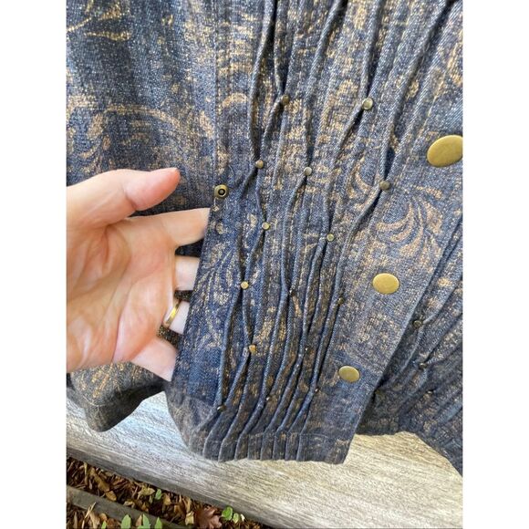 Coldwater Creek size 12 pleated, gold decor studded denim jacket. - Picture 9 of 10